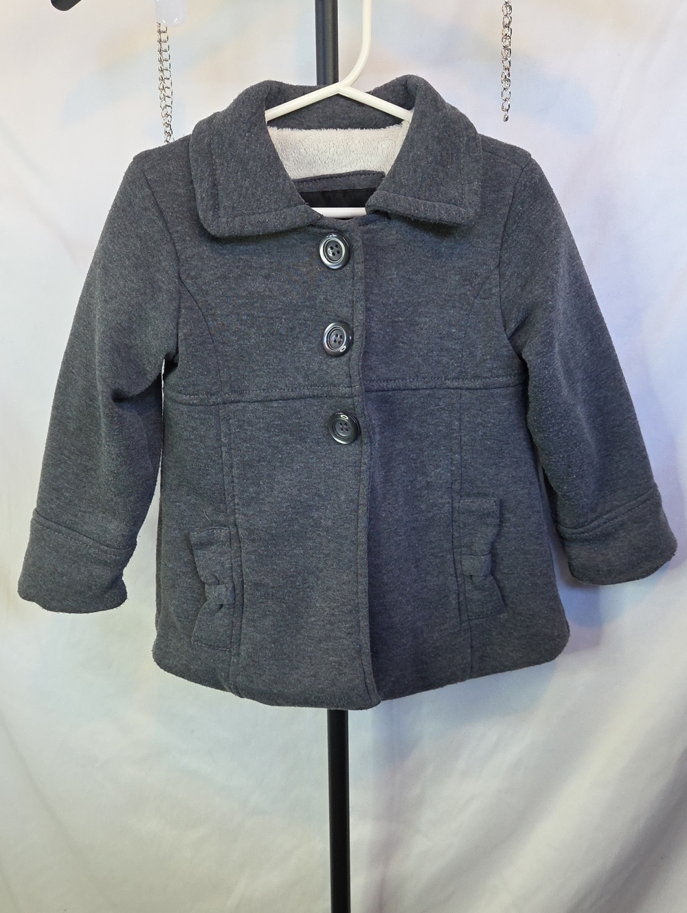 Me Jane Mini Girls Gray Fleece Pea Coat Jacket - Size 4T